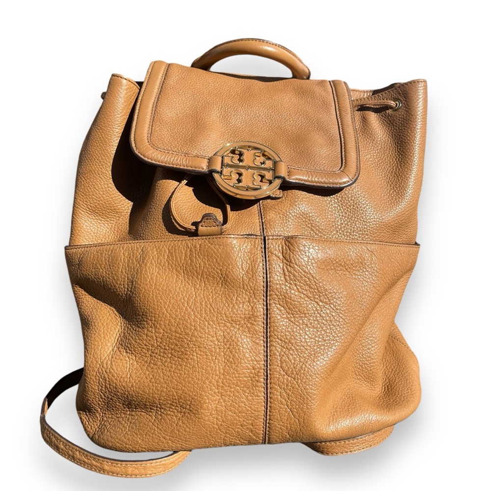 Tory Burch Leather Drawstring Brown Backpack